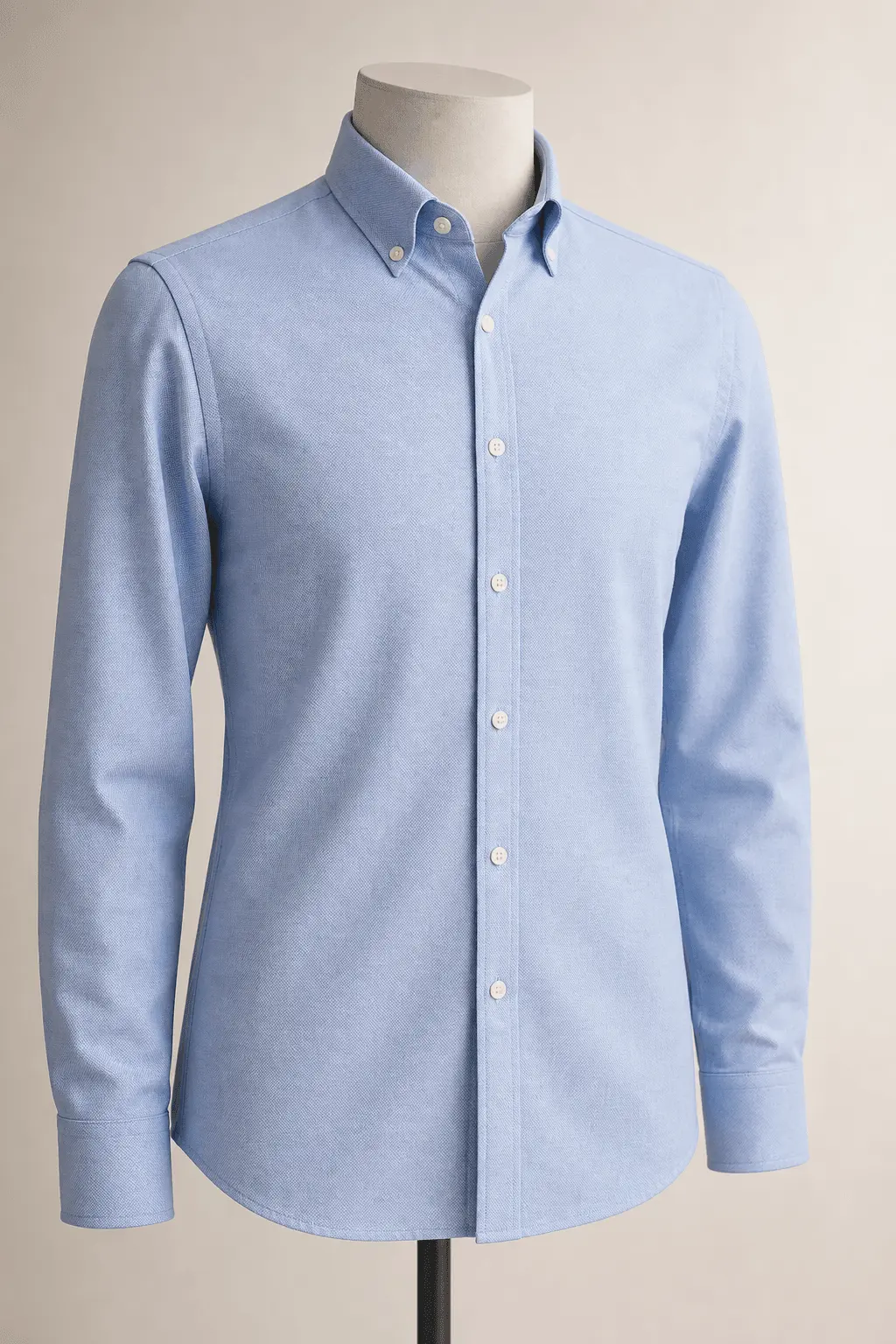 Light blue Oxford Everyday Shirt on a headless mannequin for private-label menswear manufacturing