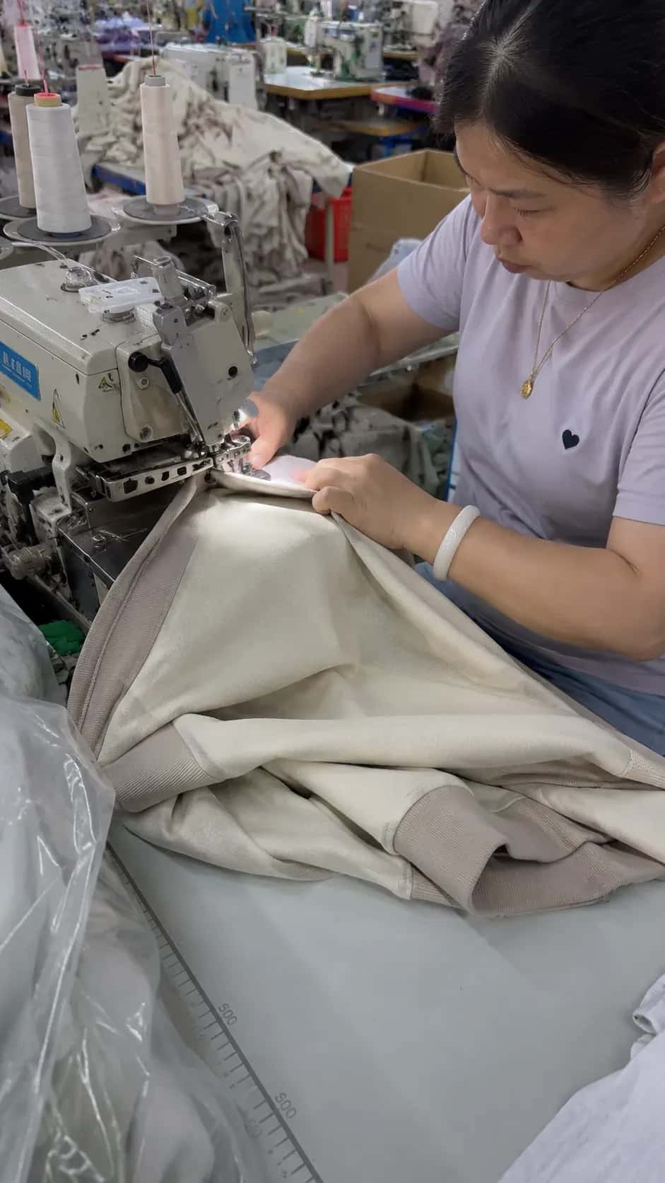Sewing operator working on garment production
