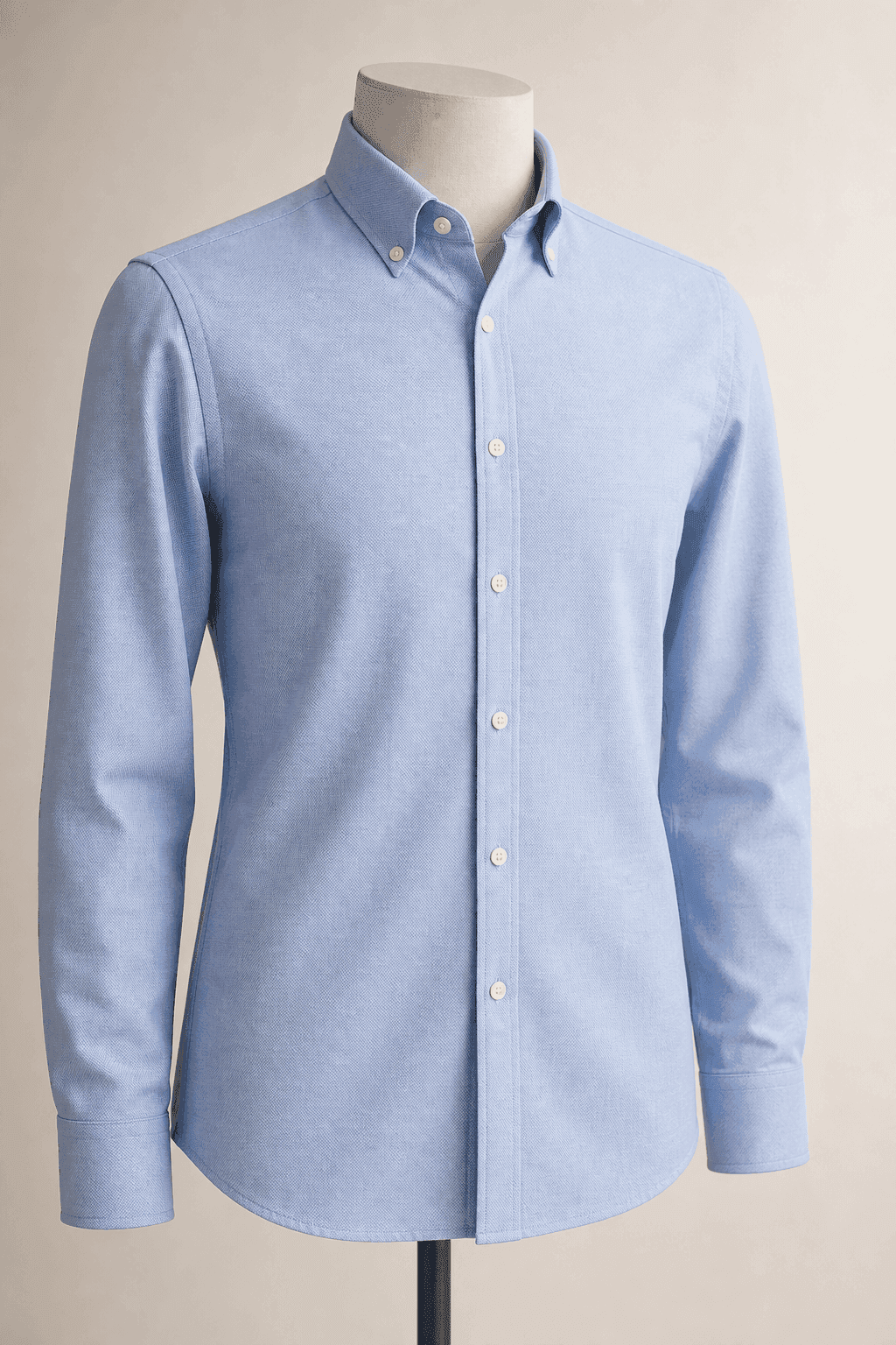 Light blue Oxford Everyday Shirt on a headless mannequin for private-label menswear manufacturing