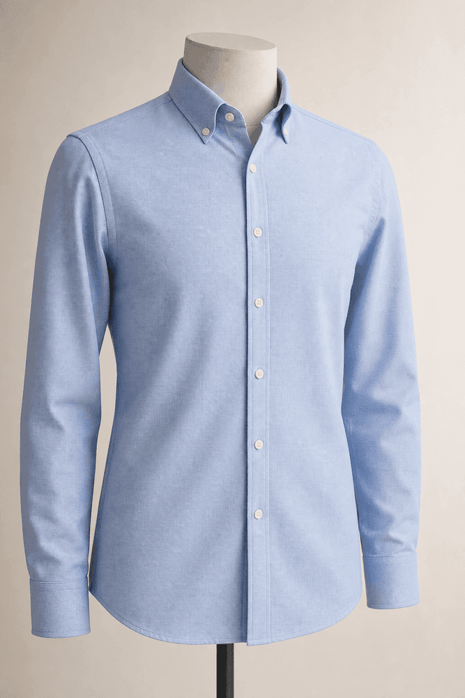 Light blue Oxford Everyday Shirt on a headless mannequin for private-label menswear manufacturing